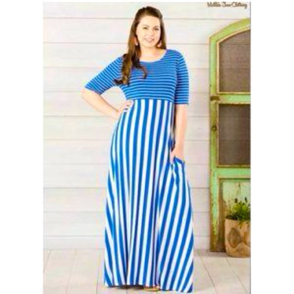 Blue Striped Maxi Dress